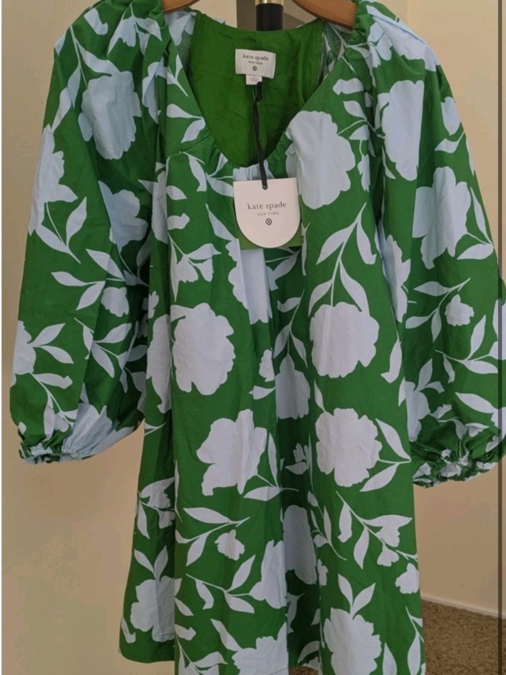 NWOT Kate Spade 4X Green and White Floral Dress - Picture 2 of 3